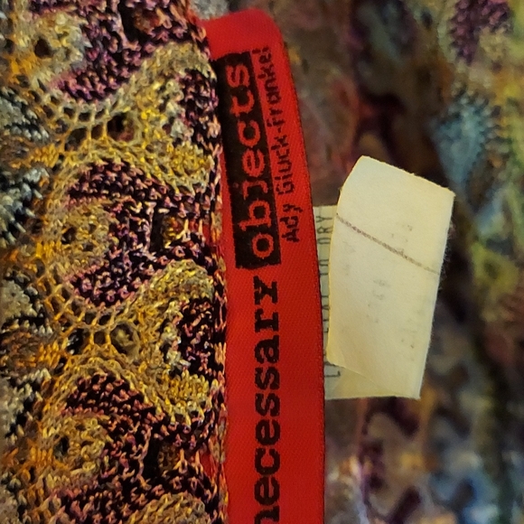 Lace multi color button down blouse - Picture 3 of 4